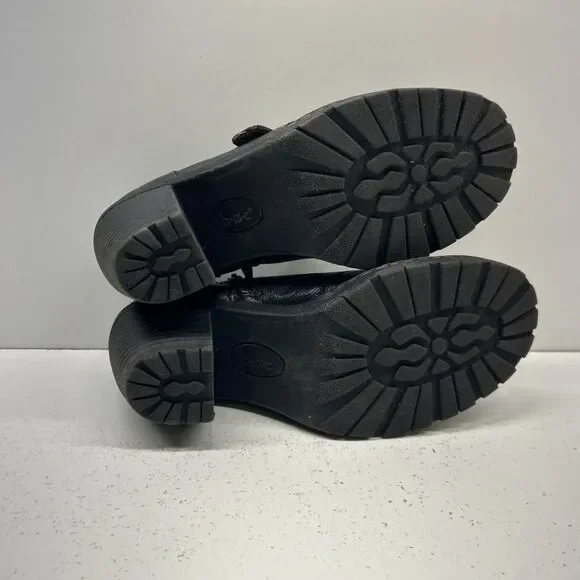 BOC Born Concept Womens 7.5 Women Black Leather Ankle Bootie Shoe Block Heel Zip - Picture 8 of 9